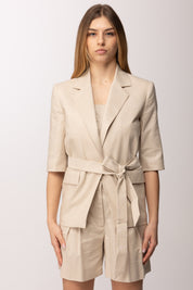 Twin-set Giacca Blazer In Misto Lino con Lurex 261AT2070 CASHEW LUREX
