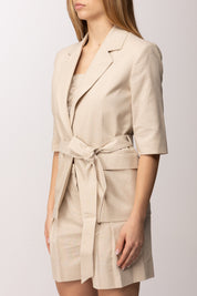 Twin-set Giacca Blazer In Misto Lino con Lurex 261AT2070 CASHEW LUREX