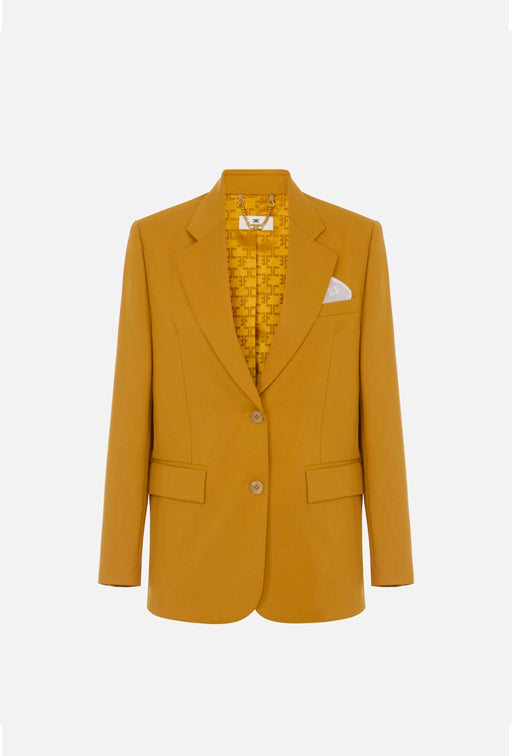 Elisabetta Franchi Giacca Blazer Monopetto con Pochette Logo GI27766E2 AMBRA