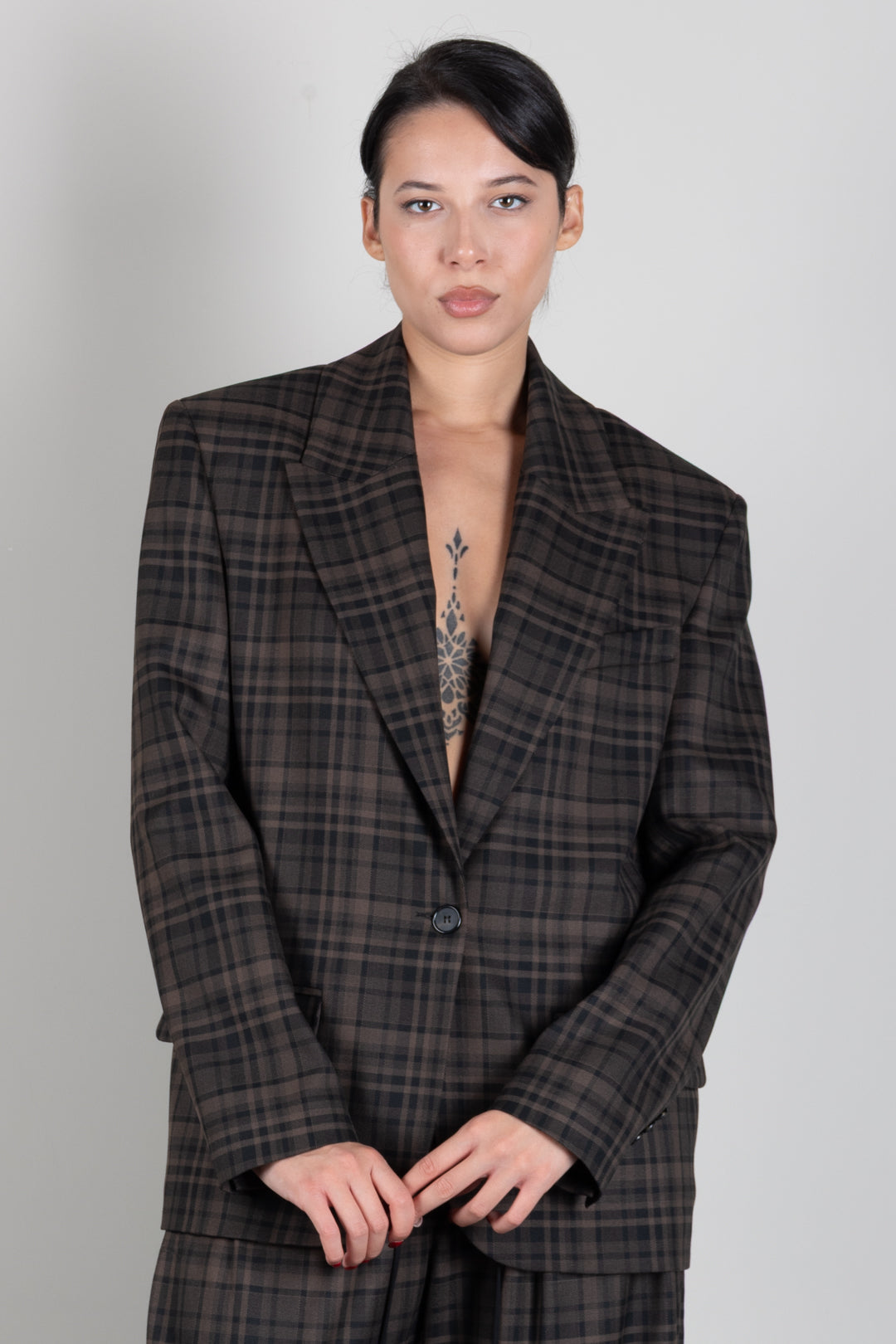 Aniye By Giacca Blazer Over Noa a Quadri 181123 MOKA CHECK :AI26