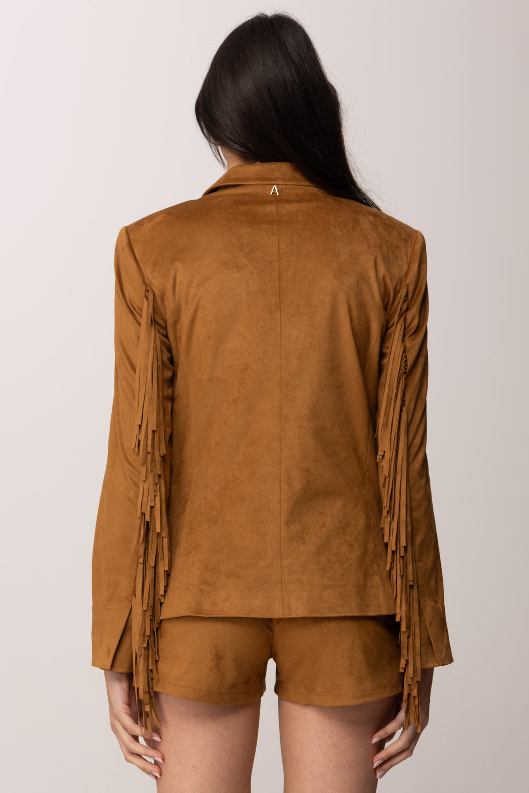 Twin-set Giacca Blazer Scamosciata con Frange 261AP2331 RUBBER