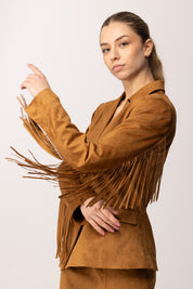 Twin-set Giacca Blazer Scamosciata con Frange 261AP2331 RUBBER