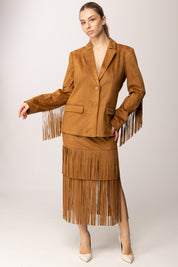 Twin-set Giacca Blazer Scamosciata con Frange 261AP2331 RUBBER