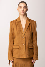 Twin-set Giacca Blazer Scamosciata con Frange 261AP2331 RUBBER