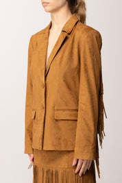 Twin-set Giacca Blazer Scamosciata con Frange 261AP2331 RUBBER