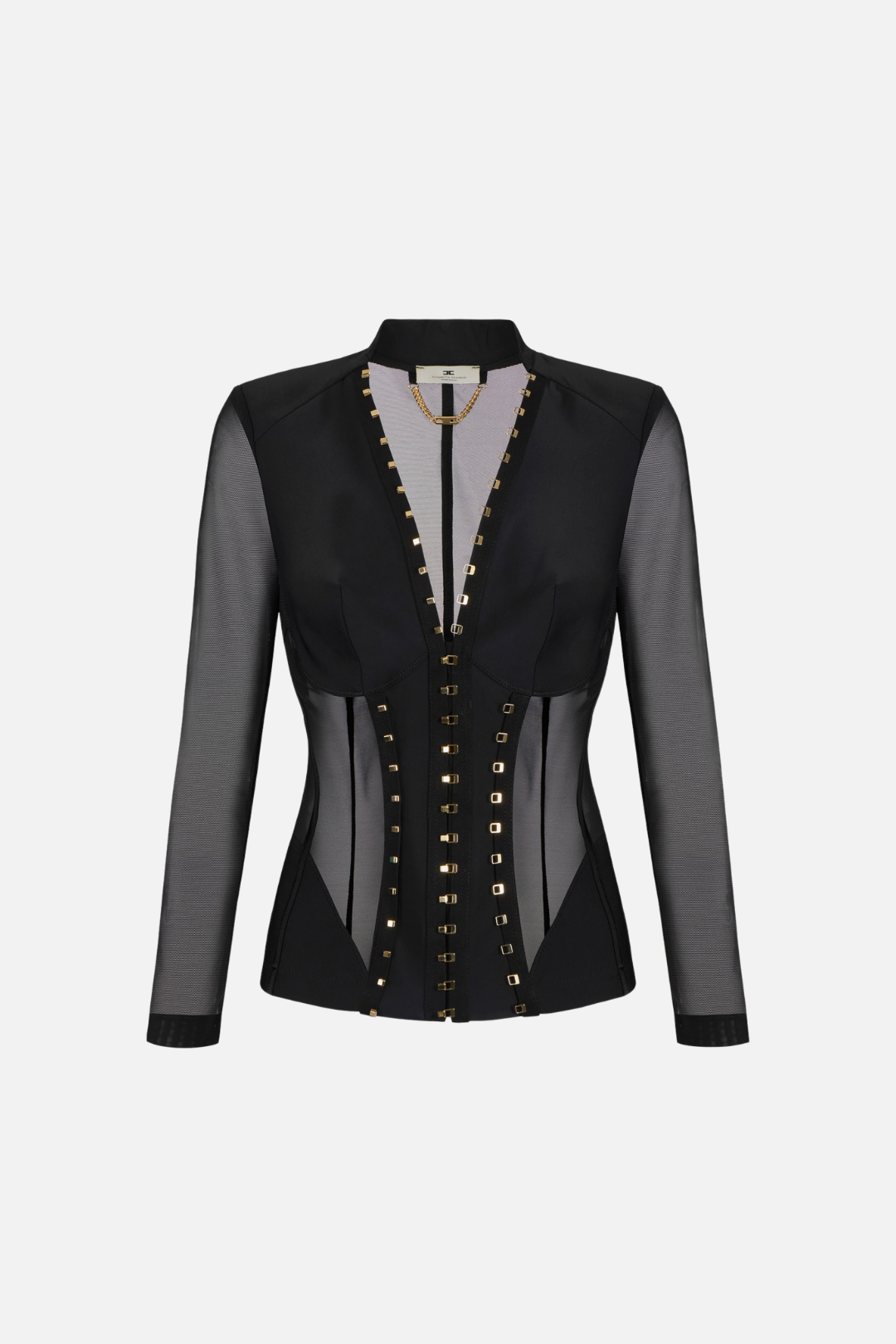 Elisabetta Franchi Giacca Bustier con Inserti In Tulle GI16762E2 NERO
