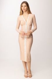 Elisabetta Franchi Giacca Bustier con Inserti In Tulle GI16762E2 NUDE/BIANCO