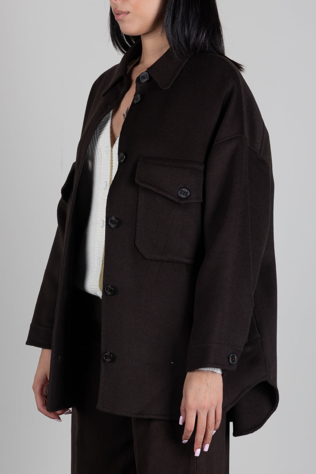 Vicolo Giacca Camicia In Misto Lana TAC0029 FONDENTE