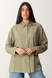 Pinko Giacca Camicia In Pelle Scamosciata 104847 A2EY MUSCHIO CHIARO