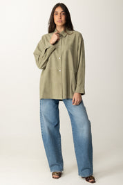 Pinko Giacca Camicia In Pelle Scamosciata 104847 A2EY MUSCHIO CHIARO