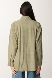 Pinko Giacca Camicia In Pelle Scamosciata 104847 A2EY MUSCHIO CHIARO