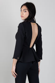 Elisabetta Franchi Giacca con Baschina e Schiena Scoperta GI25066E2 NERO