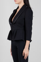 Elisabetta Franchi Giacca con Baschina e Schiena Scoperta GI25066E2 NERO