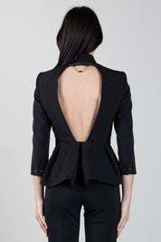 Elisabetta Franchi Giacca con Baschina e Schiena Scoperta GI25066E2 NERO