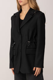 Pinko Giacca con Cappuccio e Coulisse NERO LIMOUSINE