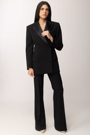 Elisabetta Franchi Giacca con Chiusura Nascosta e Inserti In Raso GI24163E2 NERO