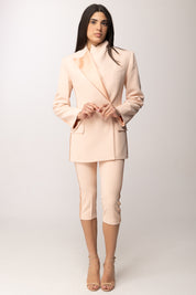 Elisabetta Franchi Giacca con Chiusura Nascosta e Inserti In Raso GI24163E2 NUDE