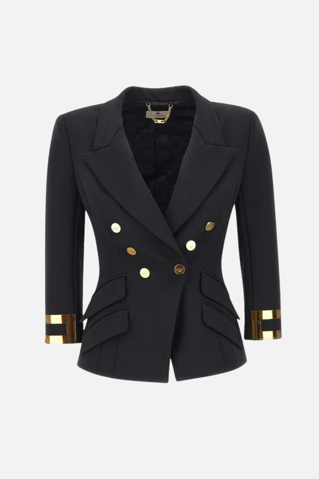 Elisabetta Franchi Giacca con Logo Gioiello GI26866E2 NERO