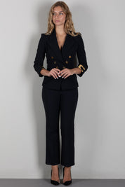 Elisabetta Franchi Giacca con Logo Gioiello GI26866E2 NERO