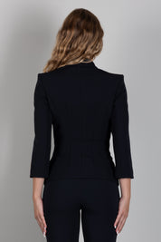 Elisabetta Franchi Giacca con Logo Gioiello GI26866E2 NERO