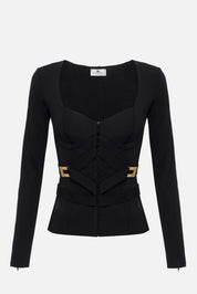 Elisabetta Franchi Giacca Corsetteria In Tessuto Bielastico GI16056E2 NERO