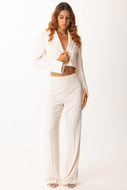 Patrizia Pepe Giacca Crop con Chiusura Logo Fly 8S0550 A454 PEACH DUST