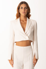 Patrizia Pepe Giacca Crop con Chiusura Logo Fly 8S0550 A454 PEACH DUST