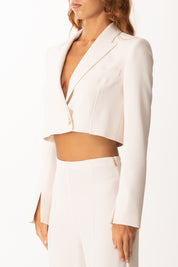 Patrizia Pepe Giacca Crop con Chiusura Logo Fly 8S0550 A454 PEACH DUST