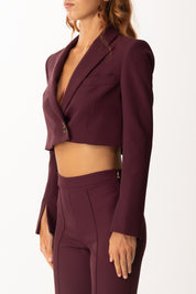 Patrizia Pepe Giacca Crop con Chiusura Logo Fly 8S0550 A454 PURPLE RED