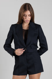 Elisabetta Franchi Giacca Crop In Lana Vergine GI29167E2 NERO