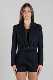 Elisabetta Franchi Giacca Crop In Lana Vergine GI29167E2 NERO