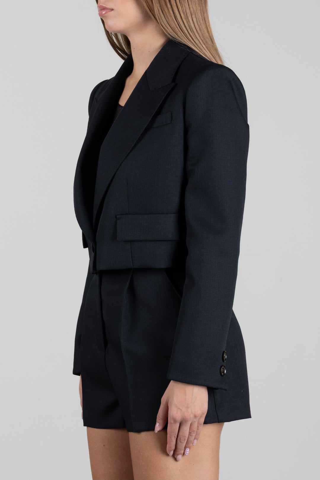 Elisabetta Franchi Giacca Crop In Lana Vergine GI29167E2 NERO