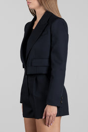 Elisabetta Franchi Giacca Crop In Lana Vergine GI29167E2 NERO