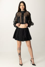 Pinko Giacca Crop In Organza con Tasche Applicate 104700 A2DJ NERO LIMOUSINE