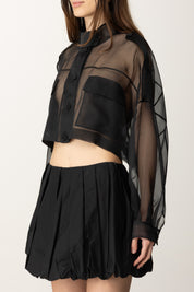 Pinko Giacca Crop In Organza con Tasche Applicate 104700 A2DJ NERO LIMOUSINE
