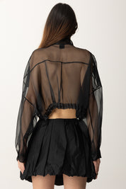 Pinko Giacca Crop In Organza con Tasche Applicate 104700 A2DJ NERO LIMOUSINE