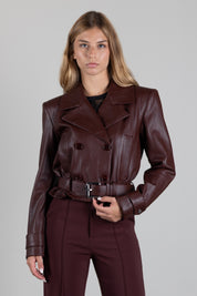 Patrizia Pepe Giacca Crop Modello Chiodo In Ecopelle 8O0142 E0004 WOOD BROWN