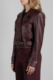 Patrizia Pepe Giacca Crop Modello Chiodo In Ecopelle 8O0142 E0004 WOOD BROWN