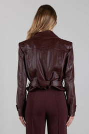 Patrizia Pepe Giacca Crop Modello Chiodo In Ecopelle 8O0142 E0004 WOOD BROWN