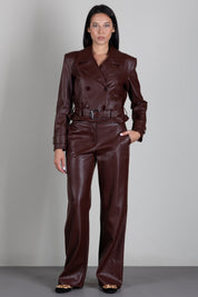 Patrizia Pepe Giacca Crop Modello Chiodo In Ecopelle 8O0142 E0004 WOOD BROWN