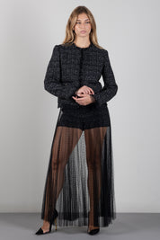 Twin-set Giacca Cropped con Bordi Sfrangiati 262TP2080 BOUCLE' NERO/GIGLIO