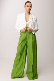 Elisabetta Franchi Giacca Cropped In Gabardina con Rever a Lancia GI22361E2 AVORIO