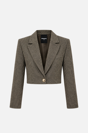 Patrizia Pepe Giacca Cropped In Tessuto Spigato 2S0027 C0277 TAUPE CHINE