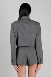 Patrizia Pepe Giacca Cropped In Tessuto Spigato 2S0027 C0277 TAUPE CHINE