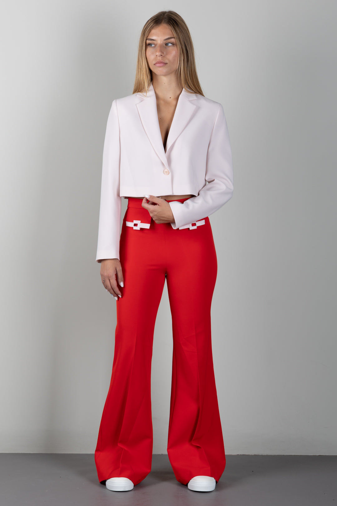 Elisabetta Franchi Bambina Giacca Cropped Monopetto con Rever EFGC0820GA022.C063