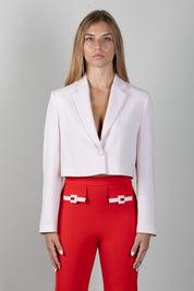 Elisabetta Franchi Bambina Giacca Cropped Monopetto con Rever EFGC0820GA022.C063