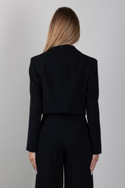 Elisabetta Franchi Bambina Giacca Cropped Monopetto con Rever EFGC0820GA022.N000