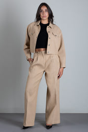 Patrizia Pepe Giacca Cropped Overshirt In Misto Cotone 8S0092 C8000 BEIGE DOU DOU