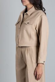 Patrizia Pepe Giacca Cropped Overshirt In Misto Cotone 8S0092 C8000 BEIGE DOU DOU