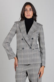 Patrizia Pepe Giacca Doppiopetto a Quadri Regular Fit 8S0089 C8003 BROWN CHECK
